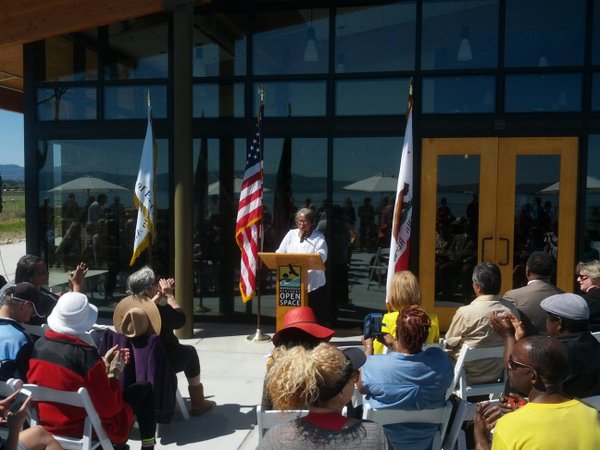 Donna Rutherford, mayor of East Palo Alto at the grand opening of the Cooley Landing Education Center. Photo courtesy John Woodell.