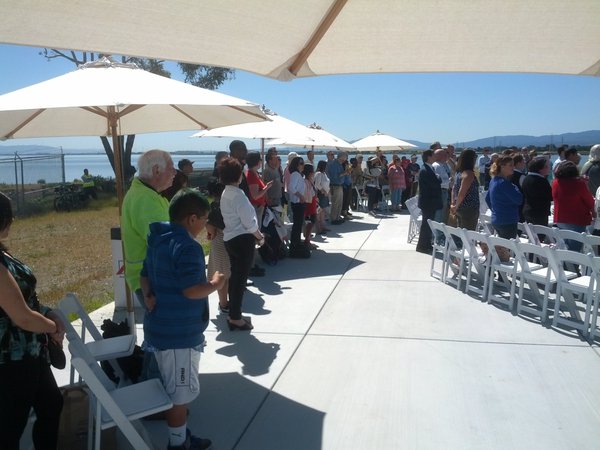 Members of the public at the Cooley Landing Education Center grand opening. Photo courtesy John Woodell