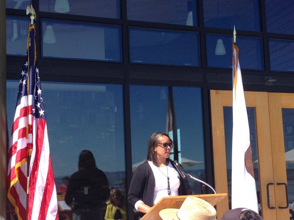 Lisa Guthrie, former mayor of East Palo Alto, spoke on the occasion. Photo courtesy Marc Berman.
